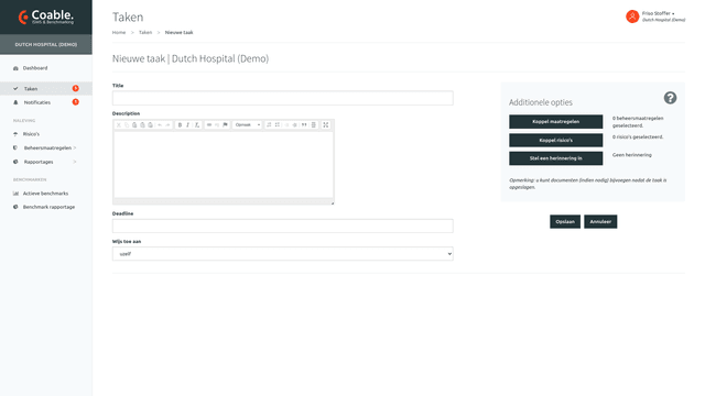Aanmaken van een nieuwe taak