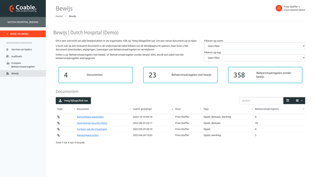 Overzicht bewijsstukken